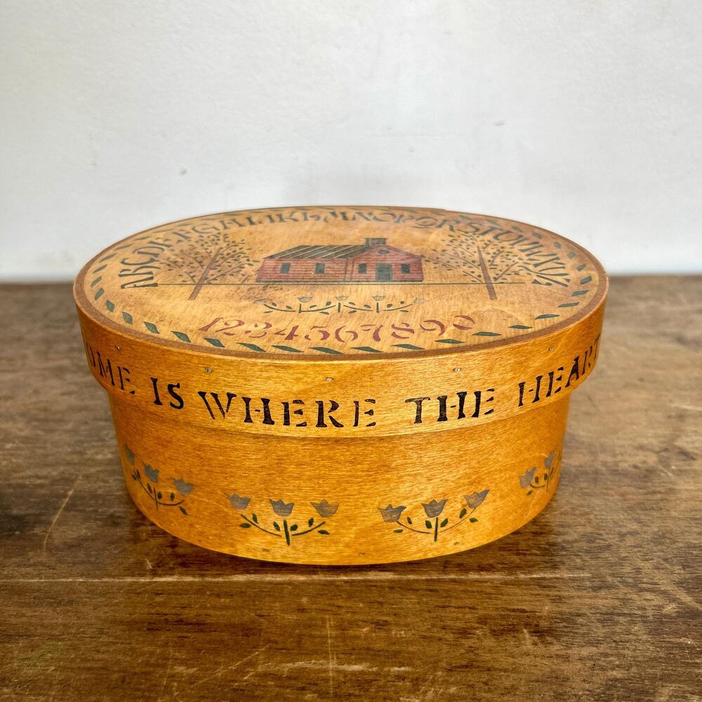 Vintage Shaker Style Folk Art Pantry Box, Americana Farmhouse